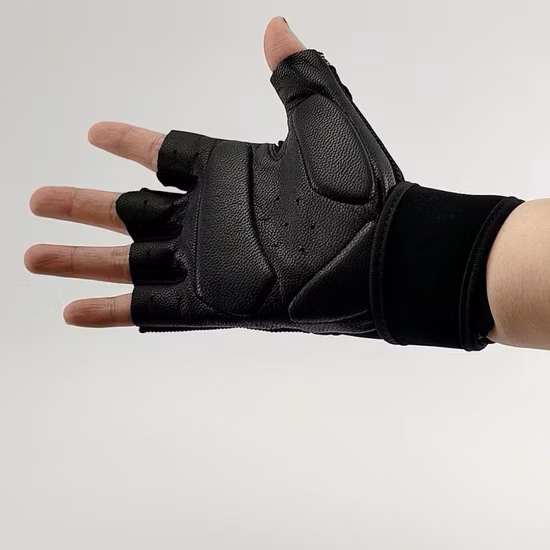 手首サポート付きトレーニング用指なしジムグローブ、男性用サイクリンググローブ