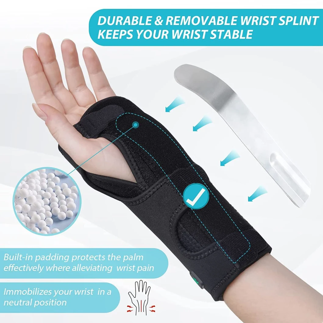 Amazon Hot Sale Adjustable Wrist Stabilizer with Detachable Metal Splint Carpal Tunnel Wrist Brace Support