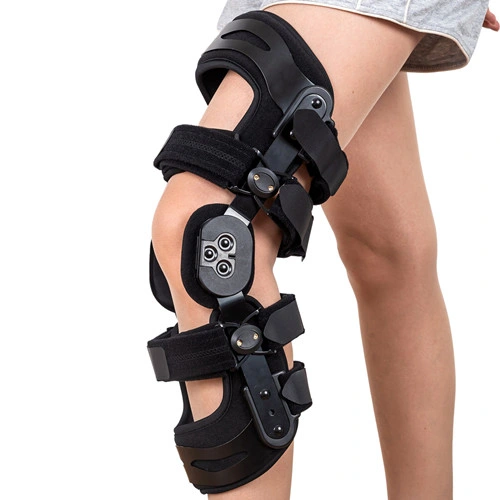 Hinged Knee Brace with Aluminum Shell and Angle Adjustment Discs