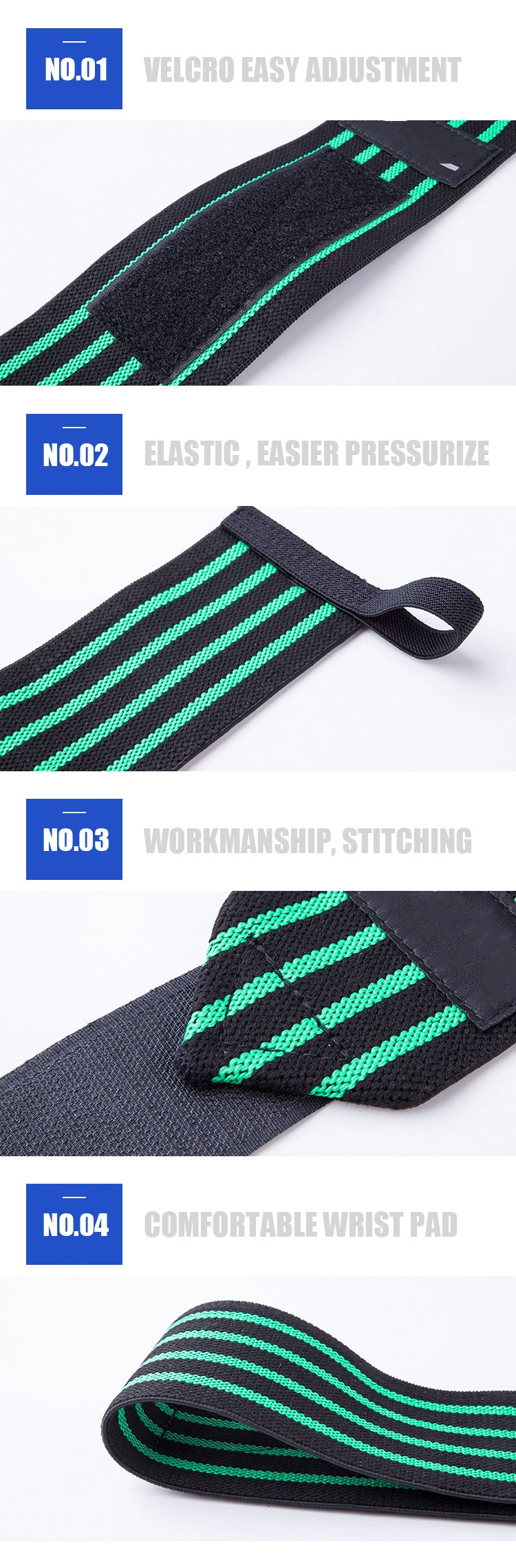 Sports Wristband Brace Bandage Gym Weightlifting Strap Custom Logo Wrist Wraps