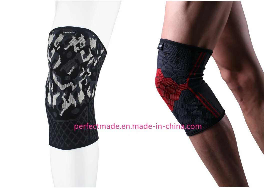 Black Camouflage Nylon Spandex Knitted OEM Knee Sleeve